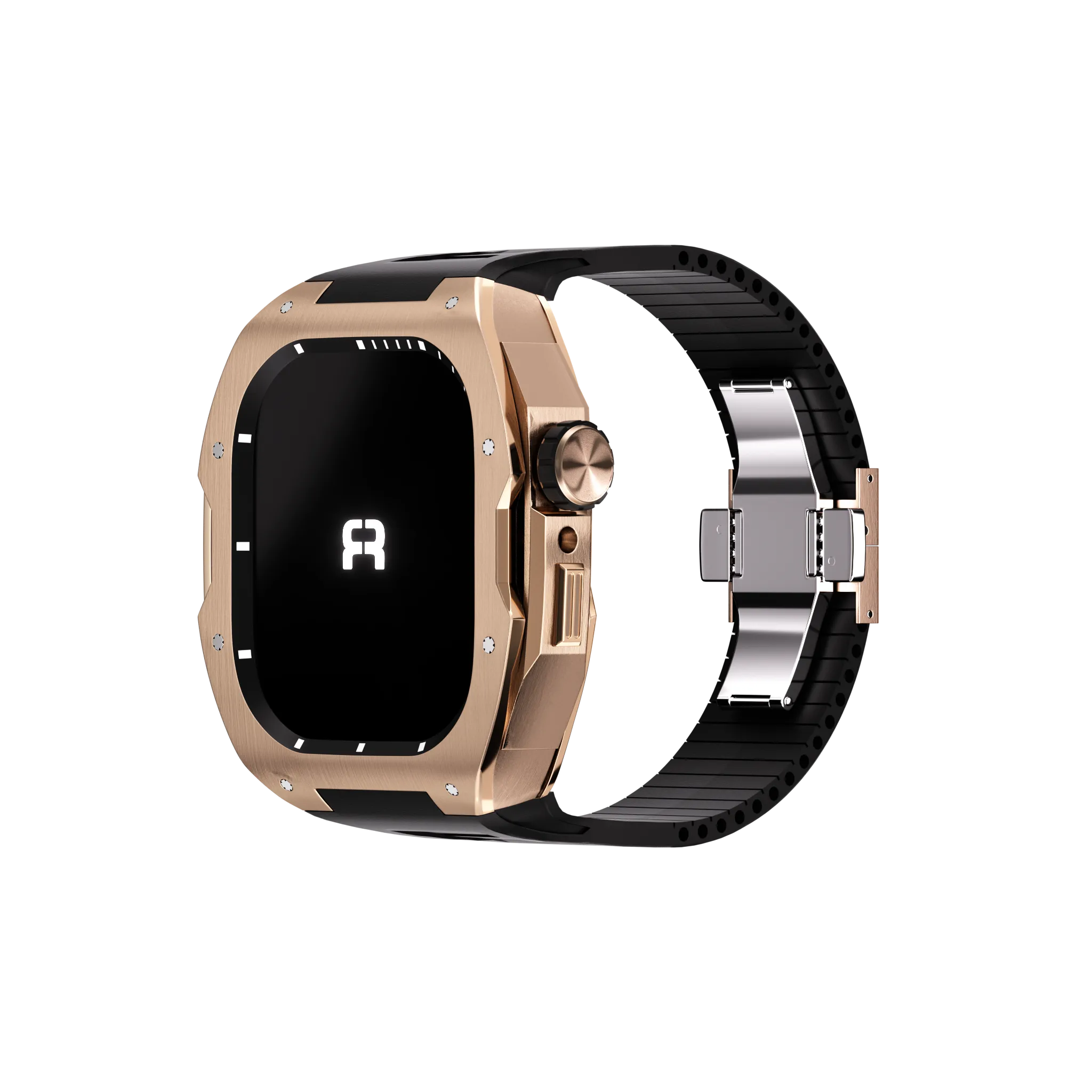 Reqior Apple Watch 45mm Case with Rubber Strap (Rose Gold)