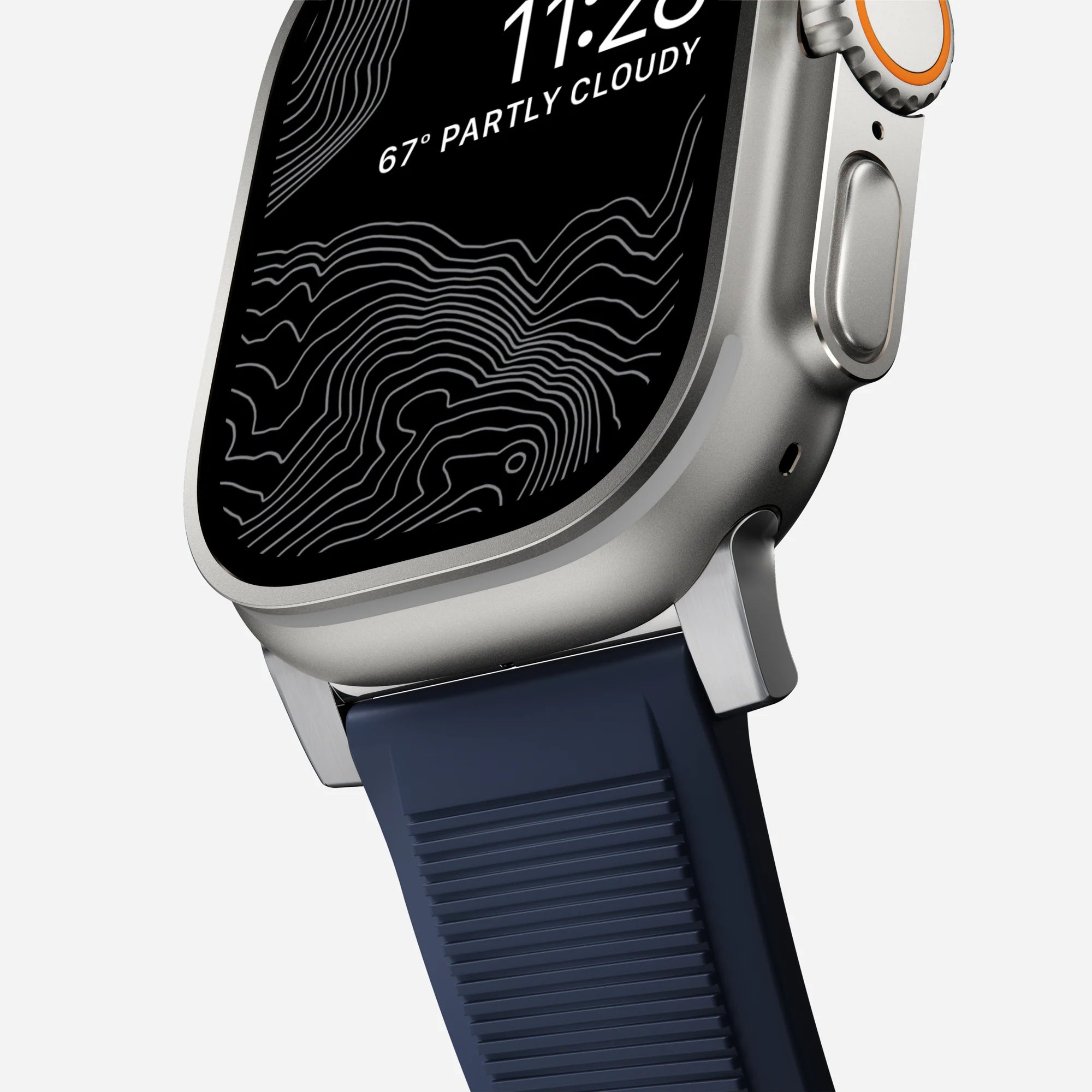 Nomad Rugged Apple Watch Silicone Strap Silver/Atlantic Blue)