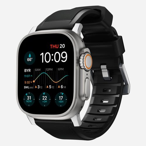 Nomad Rugged Apple Watch Silicone Strap (Black/Silver)