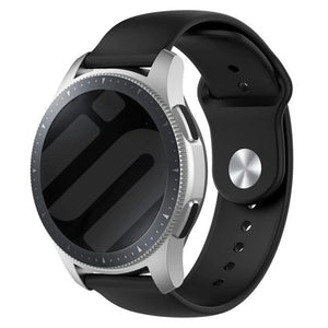 Silicone Sport Strap, black, on a watch, 3/4 front view