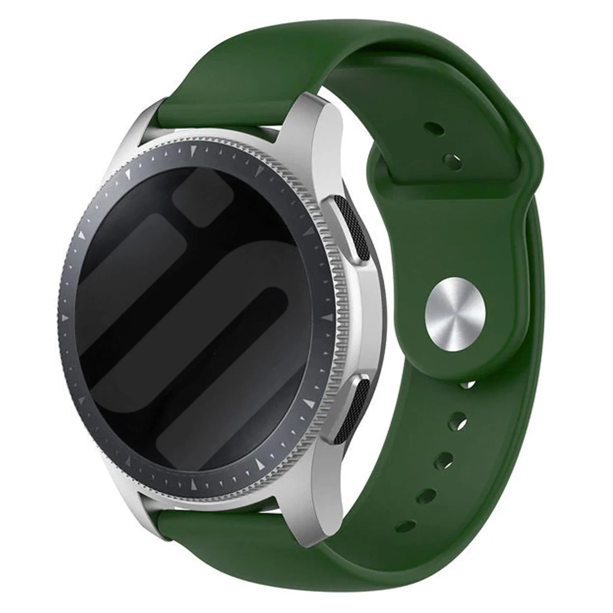 Silicone Sport Strap, on a watch, 3/4 front view