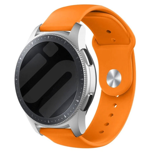 Silicone Sport Strap, orange, on a watch, 3/4 front view
