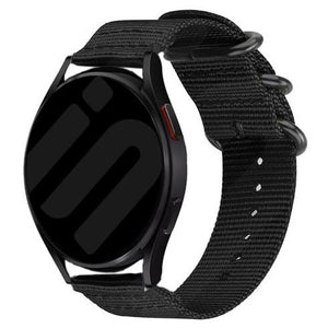 Nylon Buckle Strap, black, on a watch, 3/4 front view