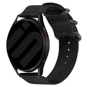 Nylon Buckle Strap, black, on a watch, 3/4 front view