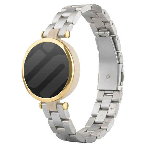 Steel Strap, silver, on a watch, 3/4 front view
