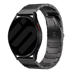 Premium Metal Strap, black, on a watch, 3/4 front view
