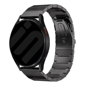 Premium Metal Strap, black, on a watch, 3/4 front view