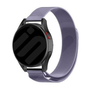 Milanese Strap, light purple, on a watch, 3/4 front view