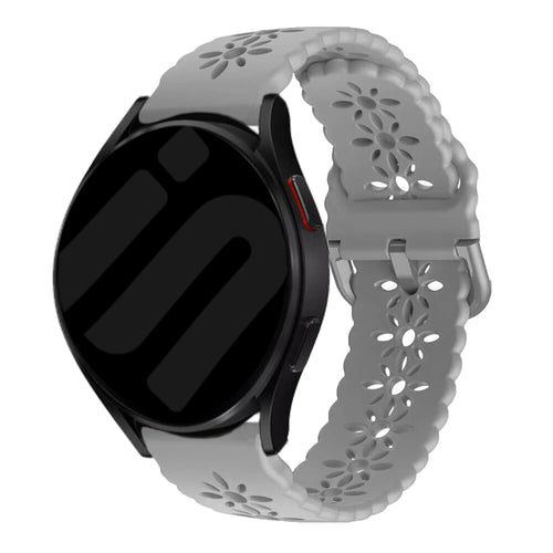 Patterned Silicone Strap, grey, on a watch, 3/4 front view
