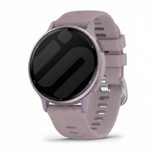 Silicone Strap, violet, on a watch, 3/4 front view