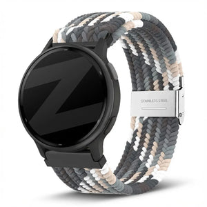 Woven Nylon Strap, slate, on a watch, 3/4 front view