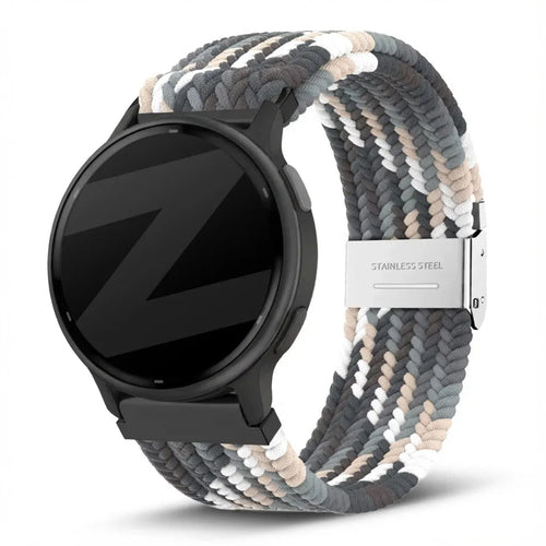 Woven Nylon Strap, slate, on a watch, 3/4 front view