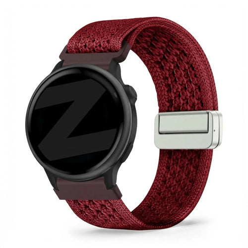 Vintage Nylon Strap, wine red, on a watch, 3/4 front view