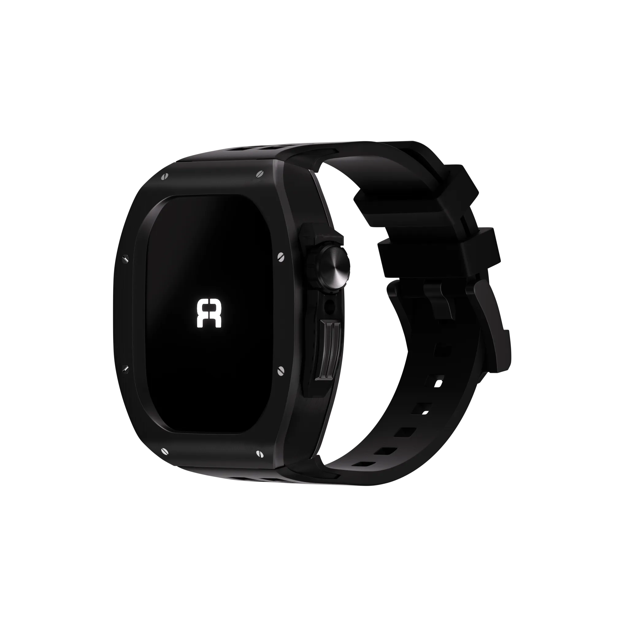 Reqior Apple Watch 45mm Polymer and Metal Case with Rubber Strap (Black)