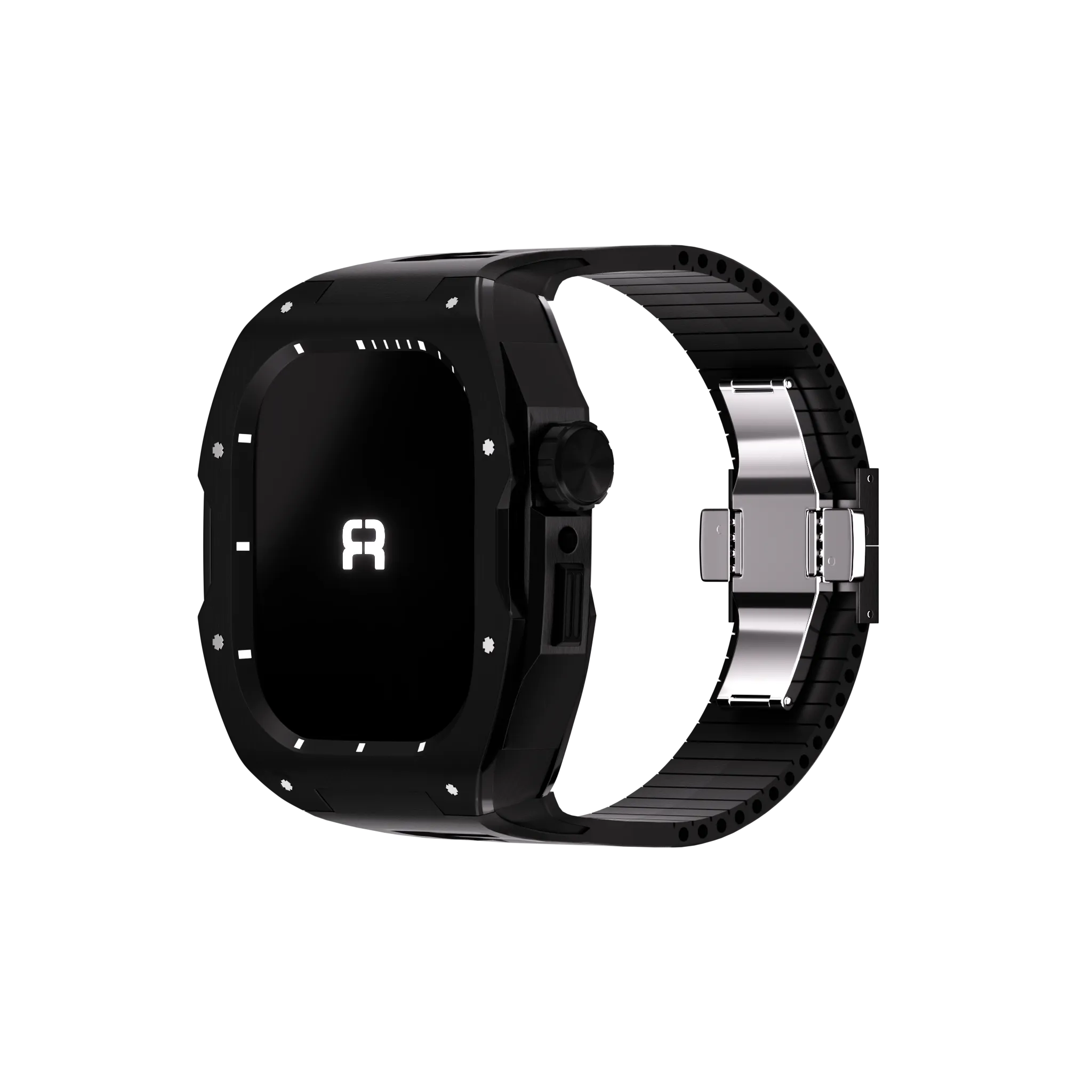 Reqior Apple Watch 45mm Case with Rubber Strap (Black)