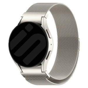 Milanese Strap 'One Push', champagne, on a watch, 3/4 front view