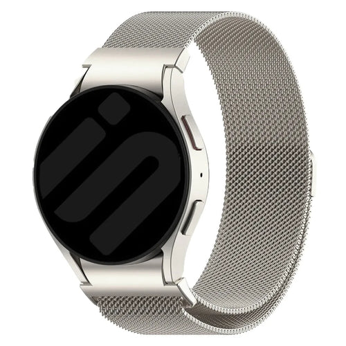 Milanese Strap 'One Push', champagne, on a watch, 3/4 front view