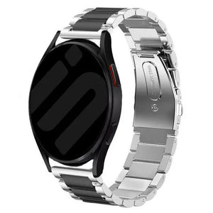 Steel Strap, silver/black, on a watch, 3/4 front view