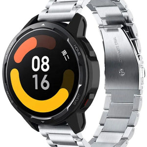 Titanium Strap, silver, on a watch, 3/4 front view