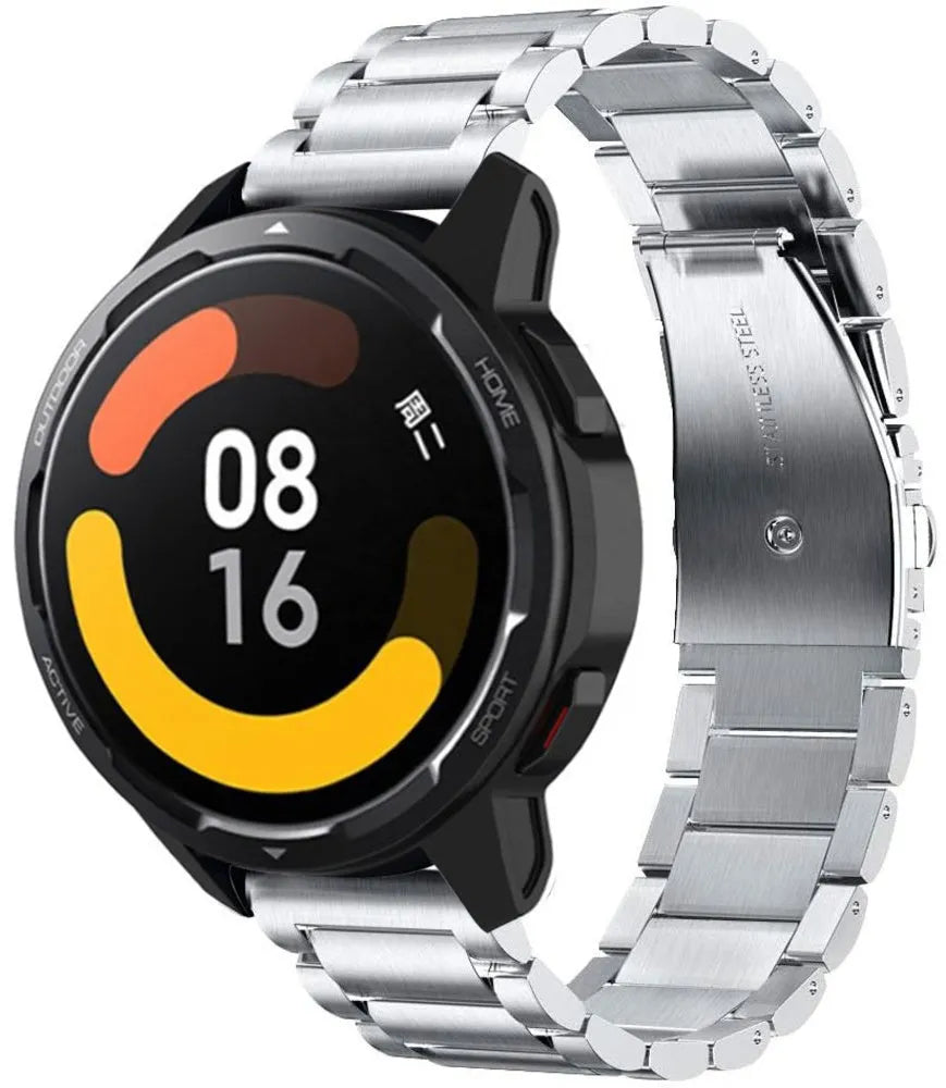 Titanium Strap, silver, on a watch, 3/4 front view
