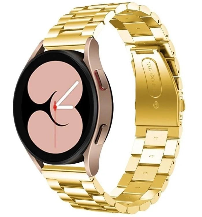 Steel Strap, gold, on a watch, 3/4 front view