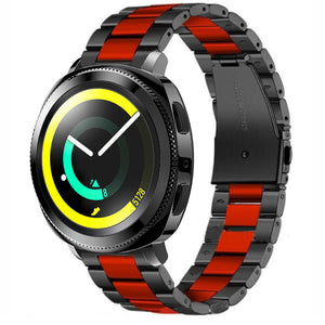 Steel Strap, black/red, on a watch, 3/4 front view