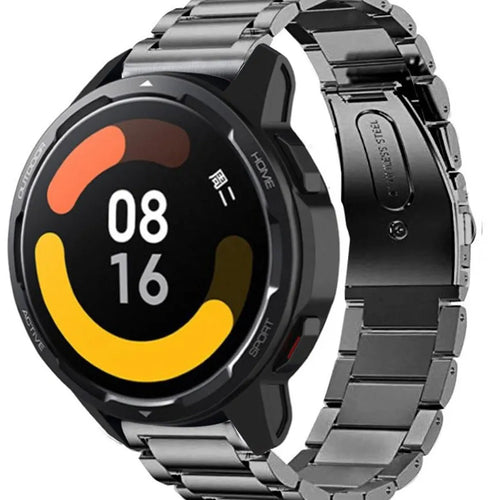 Titanium Strap, graphite, on a watch, 3/4 front view