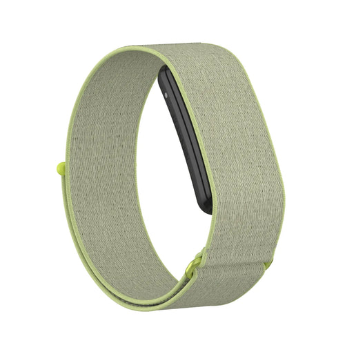 Nylon Strap, lime-yellow, on a watch, 3/4 front view