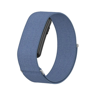 Nylon Strap, blue, on a watch, 3/4 front view