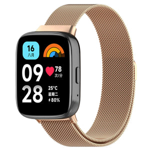 Milanese Strap, rose gold, on a watch, 3/4 front view