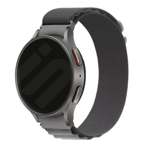Alpine Nylon Strap, dark grey, on a watch, 3/4 front view