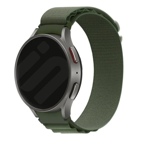 Alpine Nylon Strap, green, on a watch, 3/4 front view