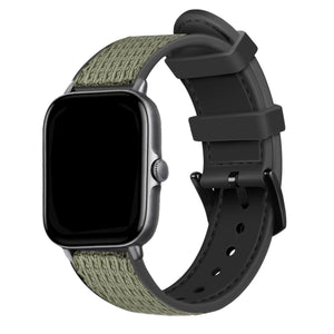 Nylon Hybrid Strap, green, on a watch, 3/4 front view