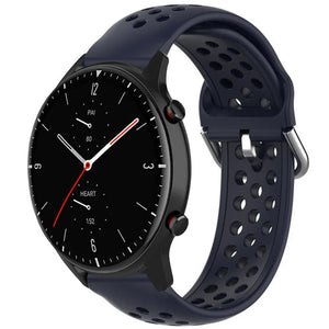 Breathable Silicone Strap, dark blue, on a watch, 3/4 front view