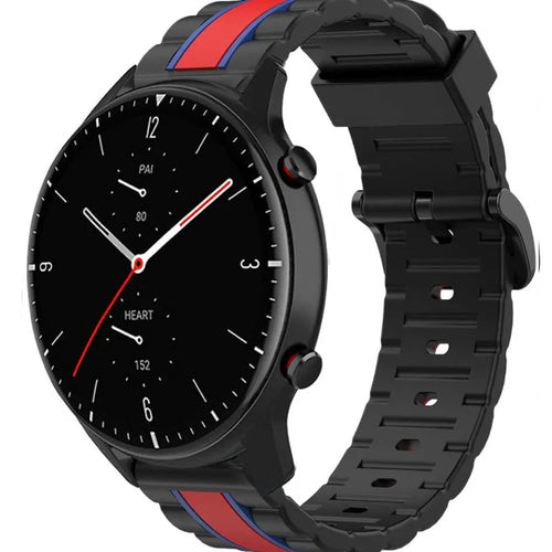 Silicone Special Edition Strap, black/red, on a watch, 3/4 front view
