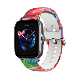 Print Silicone Strap, on a watch, 3/4 front view