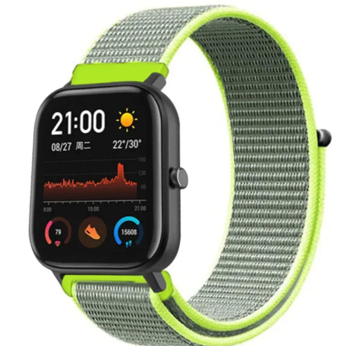 Nylon Strap, fluorescent, on a watch, 3/4 front view