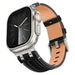 Apple Watch Denim Leather Strap (Black with Silver)