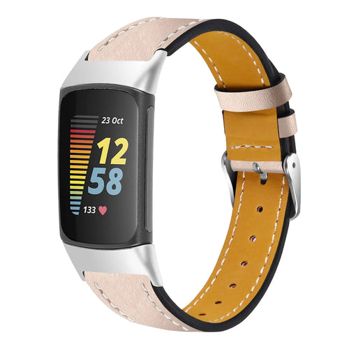 Fitbit Charge 6 Modern Leather Strap (Light Beige)