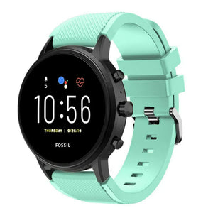 Twill Silicone Strap, aqua, on a watch, 3/4 front view