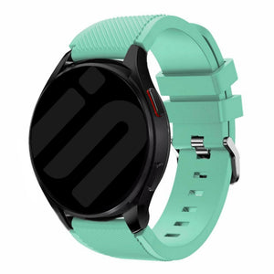 Twill Silicone Strap, aqua, on a watch, 3/4 front view