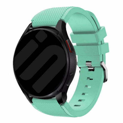 Twill Silicone Strap, aqua, on a watch, 3/4 front view