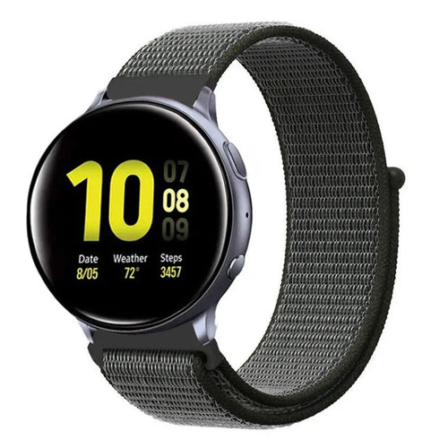 Nylon Strap, green, on a watch, 3/4 front view