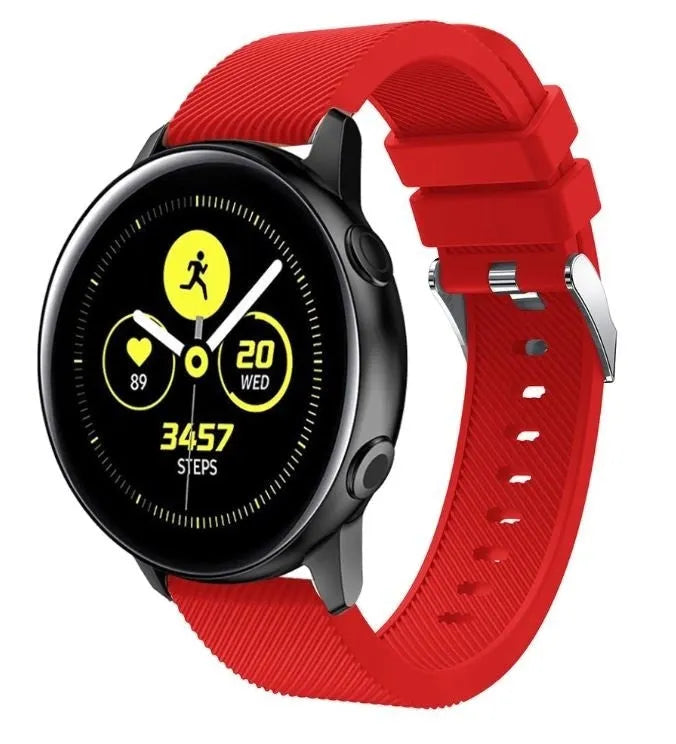 Twill Silicone Strap, red, on a watch, 3/4 front view