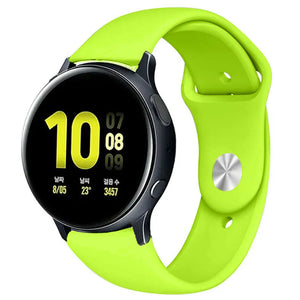 Silicone Sport Strap, light green, on a watch, 3/4 front view