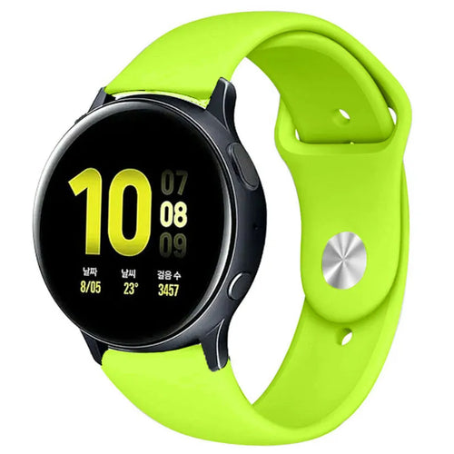 Silicone Sport Strap, light green, on a watch, 3/4 front view