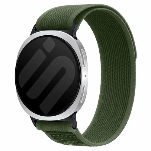 Trail Nylon Strap, army green, on a watch, 3/4 front view