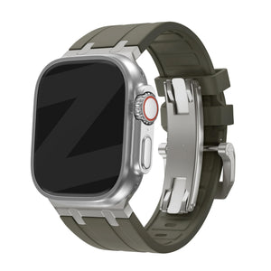 Bandz Apple Watch Ultra Silicone Strap 'Luxe Liquid' (Brown with Titanium)