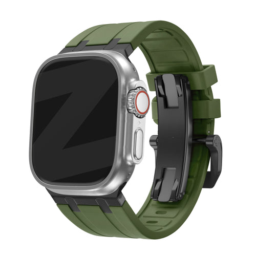 Bandz Apple Watch Ultra Silicone Strap 'Luxe Liquid' (Green with Black)