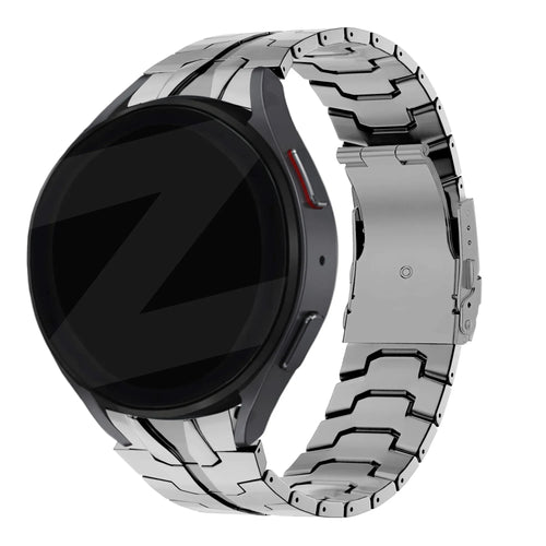 Steel Strap 'Iron', silver, on a watch, 3/4 front view